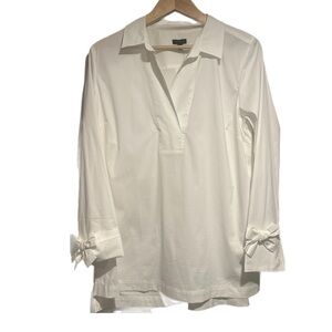 NWT Talbots Classic White Oversized Blouse with Bows Old Money